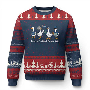 Seattle 2026 Ugly Christmas Sweater Just A Football Goose Win TS14 Navy Red Print Your Wear