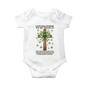 Faith Over Luck St Patrick's Day Baby Onesie Christian Jesus Bible Verse Psalm 23 TS14 White Print Your Wear