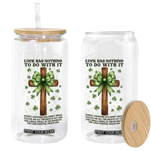 Faith Over Luck St Patrick's Day Glass Can Christian Jesus Bible Verse Psalm 23 TS14 Print Your Wear