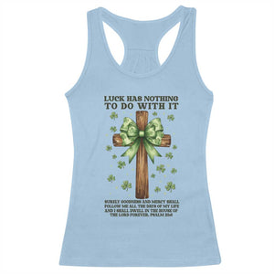 Faith Over Luck St Patrick's Day Racerback Tank Top Christian Jesus Bible Verse Psalm 23 TS14 Light Blue Print Your Wear