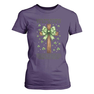 Faith Over Luck St Patrick's Day T Shirt For Women Christian Jesus Bible Verse Psalm 23 TS14 Purple Print Your Wear