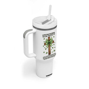 Faith Over Luck St Patrick's Day Tumbler With Handle Christian Jesus Bible Verse Psalm 23 TS14 Print Your Wear