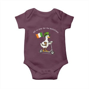 Funny Goose Christian St Patrick's Day Baby Onesie Off To Pray For The Kerfufflers TS14 Maroon Print Your Wear