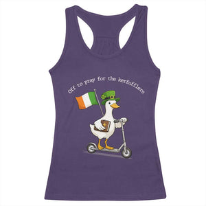 Funny Goose Christian St Patrick's Day Racerback Tank Top Off To Pray For The Kerfufflers TS14 Purple Print Your Wear