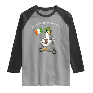 Funny Goose Christian St Patrick's Day Raglan Shirt Off To Pray For The Kerfufflers TS14 Sport Gray Black Print Your Wear