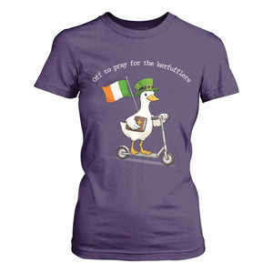 Funny Goose Christian St Patrick's Day T Shirt For Women Off To Pray For The Kerfufflers TS14 Purple Print Your Wear