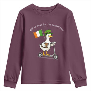 Funny Goose Christian St Patrick's Day Youth Sweatshirt Off To Pray For The Kerfufflers TS14 Maroon Print Your Wear