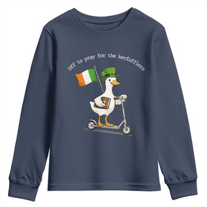 Funny Goose Christian St Patrick's Day Youth Sweatshirt Off To Pray For The Kerfufflers TS14 Navy Print Your Wear