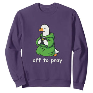 Christian Goose St Patrick's Day Sweatshirt Off To Pray TS14 Purple Print Your Wear
