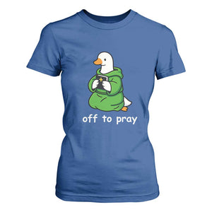 Christian Goose St Patrick's Day T Shirt For Women Off To Pray TS14 Royal Blue Print Your Wear