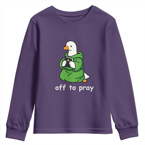 Christian Goose St Patrick's Day Youth Sweatshirt Off To Pray TS14 Purple Print Your Wear
