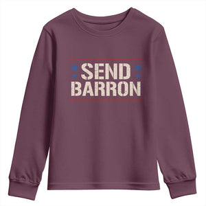 Send Barron Youth Sweatshirt Viral Hashtag Political Protest TS14 Maroon Print Your Wear
