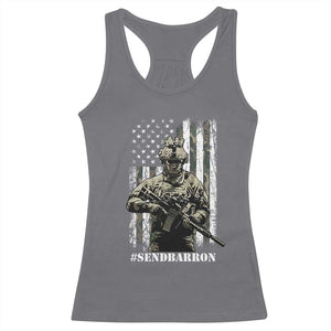 Send Barron Racerback Tank Top Sarcastic Political American Flag Camo Soldier TS14 Charcoal Print Your Wear