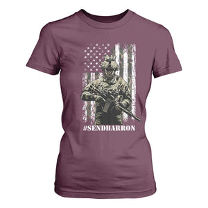 Send Barron T Shirt For Women Sarcastic Political American Flag Camo Soldier TS14 Maroon Print Your Wear