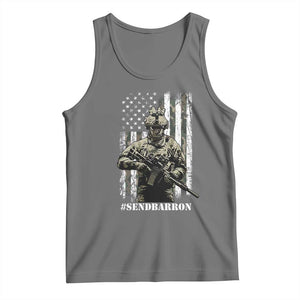 Send Barron Tank Top Sarcastic Political American Flag Camo Soldier TS14 Black Heather Print Your Wear