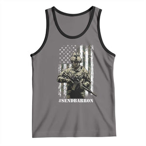Send Barron Tank Top Sarcastic Political American Flag Camo Soldier TS14 Deep Heather Black Print Your Wear