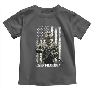 Send Barron Toddler T Shirt Sarcastic Political American Flag Camo Soldier TS14 Dark Heather Print Your Wear