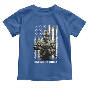Send Barron Toddler T Shirt Sarcastic Political American Flag Camo Soldier TS14 Royal Blue Print Your Wear