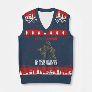 Send Barron V-Neck Knit Sweater Vest No More Wars For Billionaires TS14 Navy Red Print Your Wear