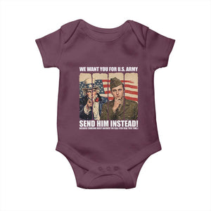 Send Barron Baby Onesie We Want You For US Army TS14 Maroon Print Your Wear