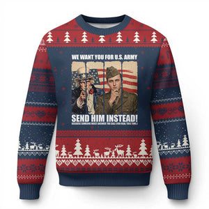 Send Barron Ugly Christmas Sweater We Want You For US Army TS14 Navy Red Print Your Wear