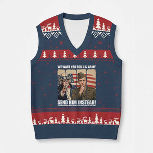 Send Barron V-Neck Knit Sweater Vest We Want You For US Army TS14 Navy Red Print Your Wear