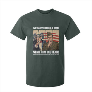 Send Barron T Shirt For Kid We Want You For US Army TS14 Dark Forest Green Print Your Wear