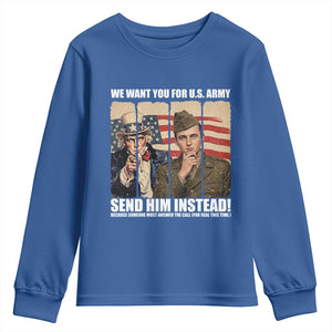 Send Barron Youth Sweatshirt We Want You For US Army TS14 Royal Blue Print Your Wear
