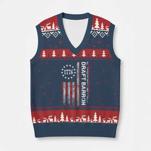 Draft Barron V-Neck Knit Sweater Vest Anti War Send Barron Viral Internet Meme TS14 Navy Red Print Your Wear