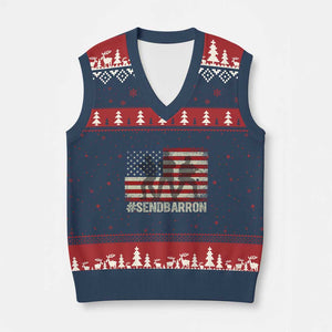 Send Barron V-Neck Knit Sweater Vest Vintage American Flag Soldier Hashtag Internet Meme TS14 Navy Red Print Your Wear