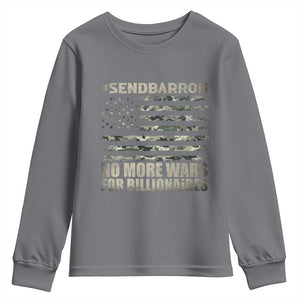 Send Barron Youth Sweatshirt Vintage American Flag Camo Soldier Hashtag Meme TS14 Charcoal Print Your Wear