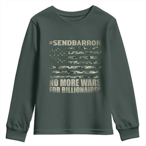 Send Barron Youth Sweatshirt Vintage American Flag Camo Soldier Hashtag Meme TS14 Dark Forest Green Print Your Wear