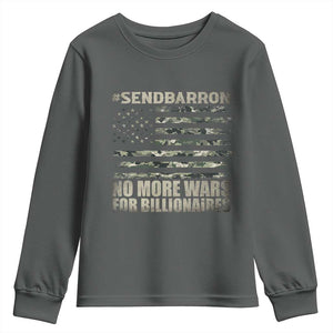 Send Barron Youth Sweatshirt Vintage American Flag Camo Soldier Hashtag Meme TS14 Dark Heather Print Your Wear