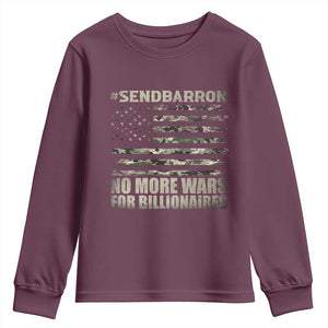 Send Barron Youth Sweatshirt Vintage American Flag Camo Soldier Hashtag Meme TS14 Maroon Print Your Wear
