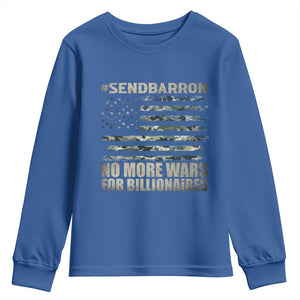 Send Barron Youth Sweatshirt Vintage American Flag Camo Soldier Hashtag Meme TS14 Royal Blue Print Your Wear