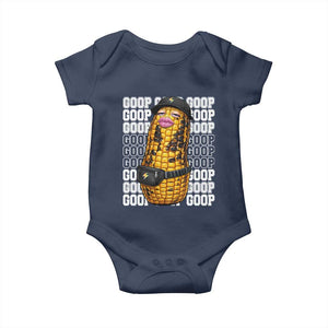 Funny Burnt Peanut Goop Baby Onesie Burnt Corn Meme Viral Humor TS14 Navy Print Your Wear