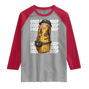 Funny Burnt Peanut Goop Raglan Shirt Burnt Corn Meme Viral Humor TS14 Sport Gray Red Print Your Wear