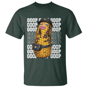 Funny Burnt Peanut Goop T Shirt Burnt Corn Meme Viral Humor TS14 Dark Forest Green Print Your Wear