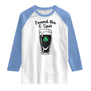 Funny St Patrick’s Day Beer Raglan Shirt Found The G Spot TS14 White Carolina Blue Print Your Wear