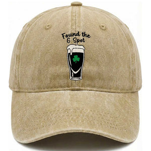 Funny St Patrick’s Day Beer Washed Cotton Baseball Cap Found The G Spot TS14 Washed Cap Universal Fit Khaki Print Your Wear