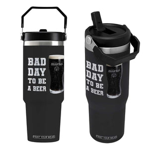 Irish Shamrock Beer Flip Straw Tumbler Bad Day To Be A Beer TS14 One Size: 30 oz Black Print Your Wear