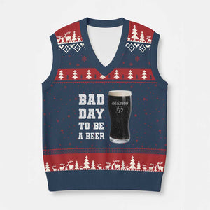 Irish Shamrock Beer V-Neck Knit Sweater Vest Bad Day To Be A Beer TS14 Navy Red Print Your Wear