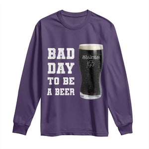 Irish Shamrock Beer Long Sleeve Shirt Bad Day To Be A Beer TS14 Purple Print Your Wear