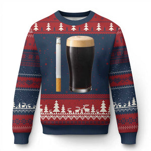 Irish Shamrock Beer Smoking Pub Drinking Humor Ugly Christmas Sweater TS14 Navy Red Print Your Wear