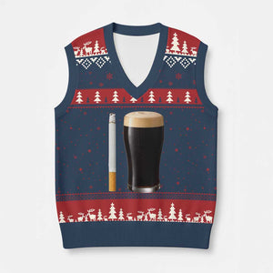 Irish Shamrock Beer Smoking Pub Drinking Humor V-Neck Knit Sweater Vest TS14 Navy Red Print Your Wear