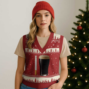 Irish Shamrock Beer Smoking Pub Drinking Humor V-Neck Knit Sweater Vest TS14 Red Beige Print Your Wear