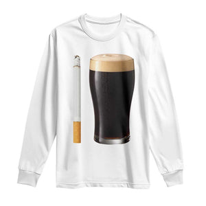 Irish Shamrock Beer Smoking Pub Drinking Humor Long Sleeve Shirt TS14 White Print Your Wear