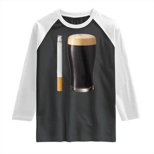 Irish Shamrock Beer Smoking Pub Drinking Humor Raglan Shirt TS14 Black White Print Your Wear