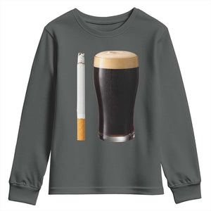 Irish Shamrock Beer Smoking Pub Drinking Humor Youth Sweatshirt TS14 Dark Heather Print Your Wear
