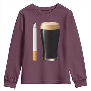 Irish Shamrock Beer Smoking Pub Drinking Humor Youth Sweatshirt TS14 Maroon Print Your Wear